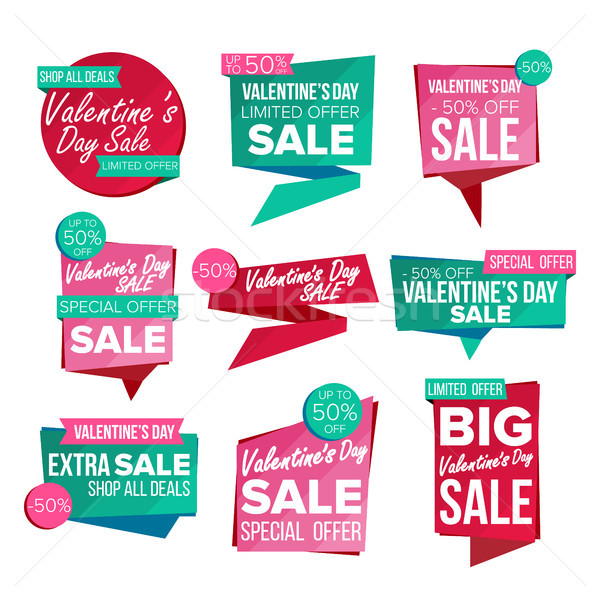 Valentine s Day Sale Banner Set Vector. February 14 Sale Voucher Banner. Website Stickers, Love Web  Stock photo © pikepicture