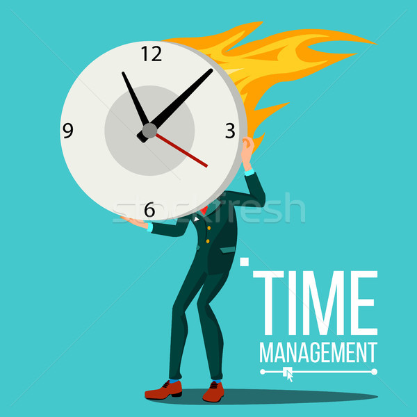 Man wants to stop the clock time management Vector Image