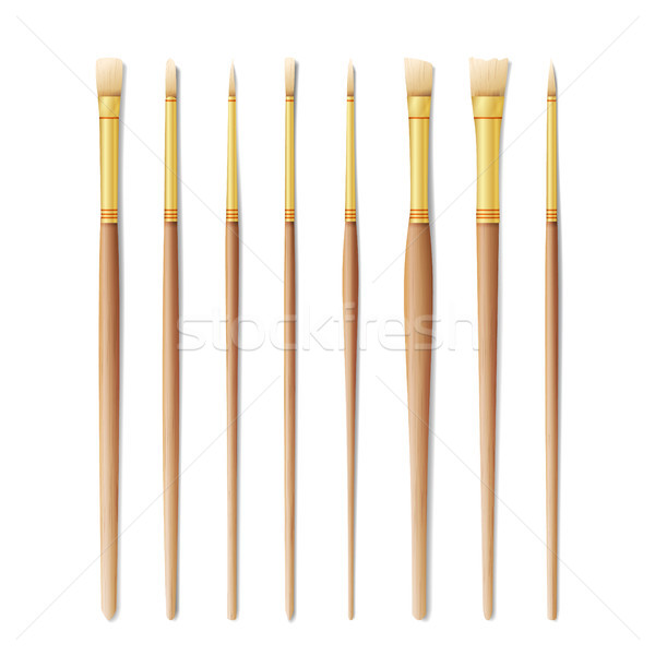 Realistic Artist Paintbrushes Set. Paint Brush Set Isolated On White Background. Vector Collection F Stock photo © pikepicture