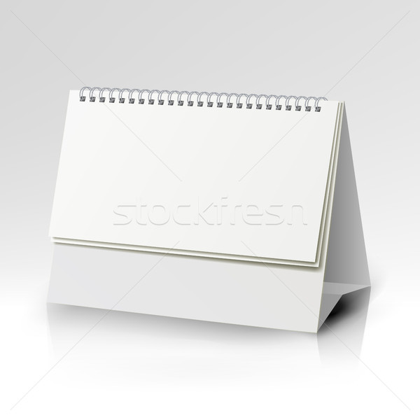 Stock photo: Spiral Calendar Vector Template. Vertical Table Calendar With Blank Pages And Black Spiral
