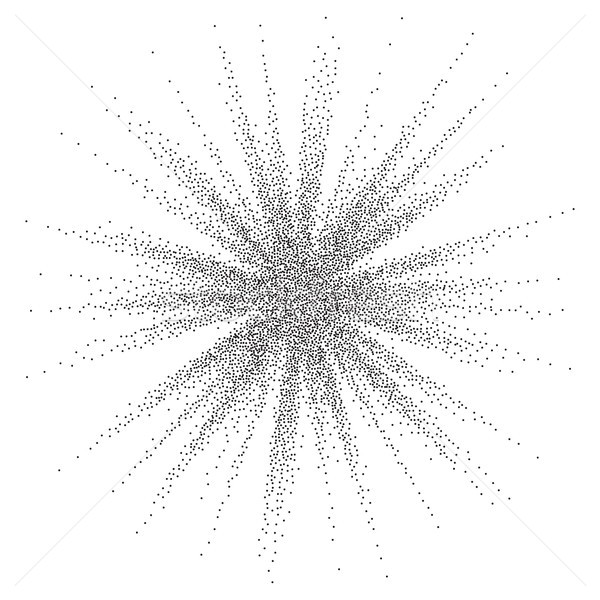 Dotwork Sunburst Background Vector. Flare With Rays. Black Dots. Dynamic Particles. Geometric Blast. Stock photo © pikepicture