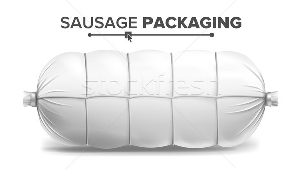White Sausage Package Vector. White Mock Up For Branding Design. Isolated Illustration Stock photo © pikepicture