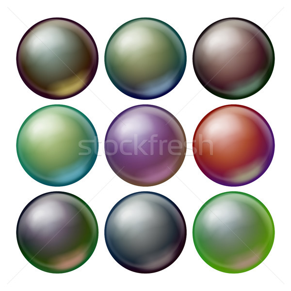Dark Sphere Set Vector. Opaque Spheres With Shadows. Abstract Dark Ellipse, Ball, Bubble, Button, Ba Stock photo © pikepicture