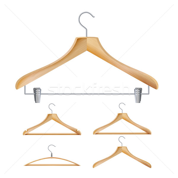 [[stock_photo]]: Bois · vêtements · vecteur · classique · cintre · isolé