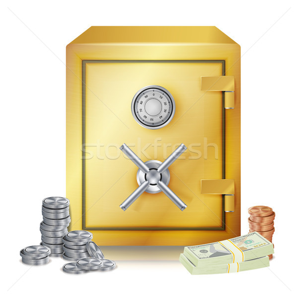 Széf pénz vektor fém érmék izolált Stock fotó © pikepicture