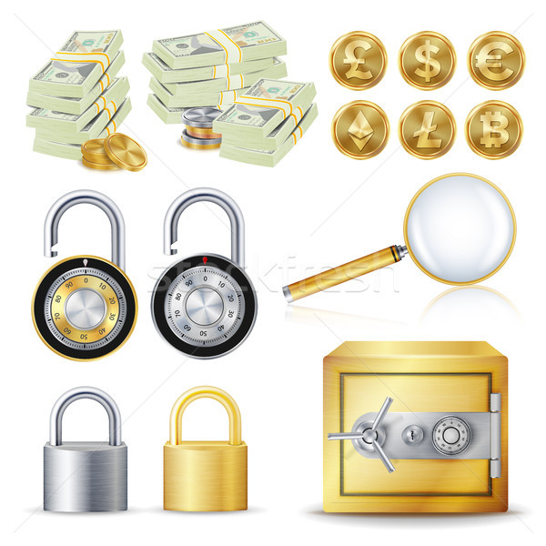 Finanzierung sicher Vektor Goldmünzen Geld Banknoten Stock foto © pikepicture