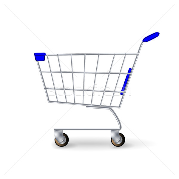 [[stock_photo]]: Supermarché · panier · vecteur · vide · classique · chrome