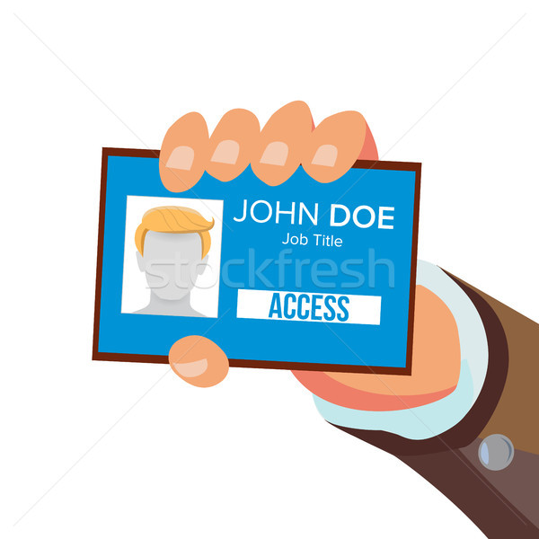 Businessman Holding Id Card Vector. Hand And Identity Card With Photo And Job Title. Security Pass I Stock photo © pikepicture