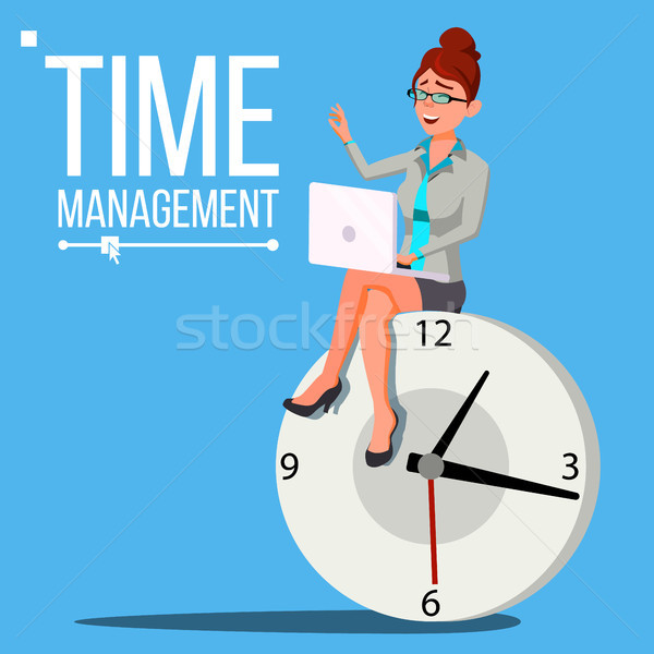 Time Management Woman Vector. Management. Organization Of Work Process. Business Illustration Stock photo © pikepicture