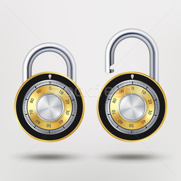 Combination Padlock, Realistic Metal Vector Stock photo © pikepicture