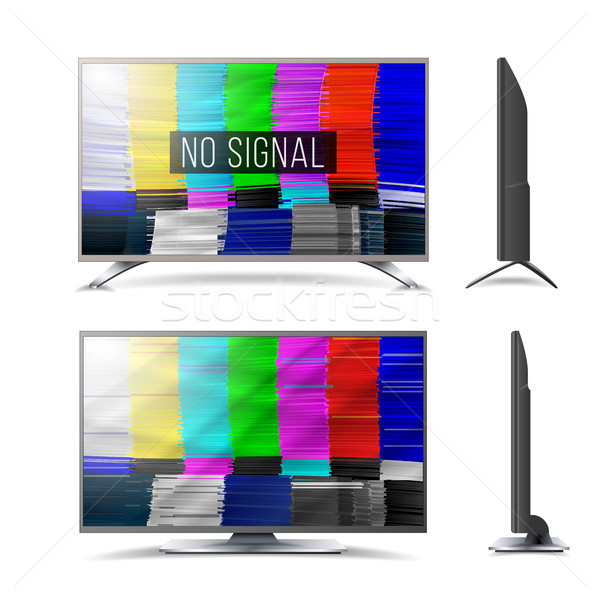 Distorted Glitch TV. Digilal No signal. Glitch Art Show Static Error. Vector Abstract Background. In Stock photo © pikepicture