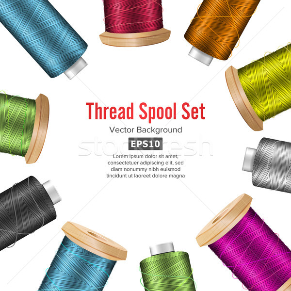 Thread Spool Banner Circle Border. Place For Text. Stock Vector Illustration Of Yarn Or Cotton Bobbi Stock photo © pikepicture