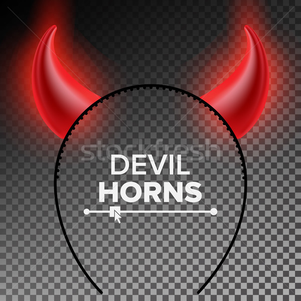Devil Horns Vector. Head Gear. Red Luminous Horn. Halloween Evil Horns Sign, Icon. Isolated On Trans Stock photo © pikepicture