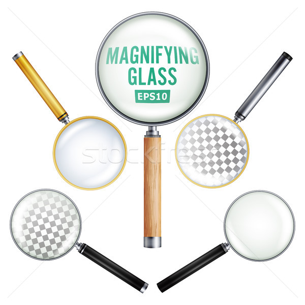 Realistic Magnifying Glass Vector. Set Stock photo © pikepicture