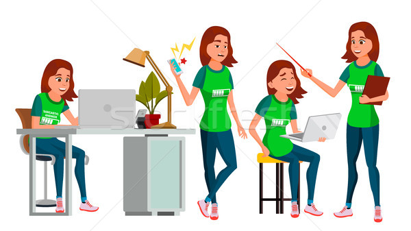 Young Business Woman Character Vector. Environment Process. Lady In Various Poses. Creative Studio.  Stock photo © pikepicture