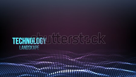 Abstract Digital Landscape Background Vector. Emitting In Space. Vibration Wave. Technology Illustra Stock photo © pikepicture