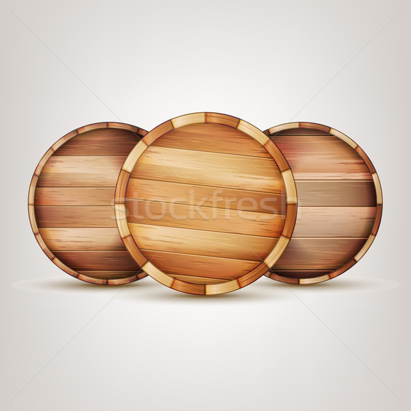 Barrel Wooden Sign Vector Stock photo © pikepicture