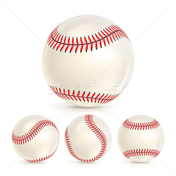 Baseball bőr labda közelkép szett izolált Stock fotó © pikepicture