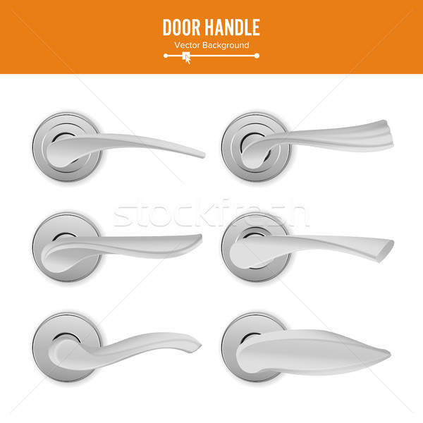 Door Handle Vector. Set Realistic Classic Element Isolated On White Background. Metal Silver Door Ha Stock photo © pikepicture