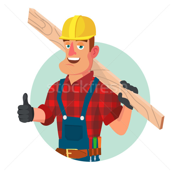 Classic Worker Or Carpenter Vector. Civil Engineering Construction Worker. Isolated On White Cartoon Stock photo © pikepicture