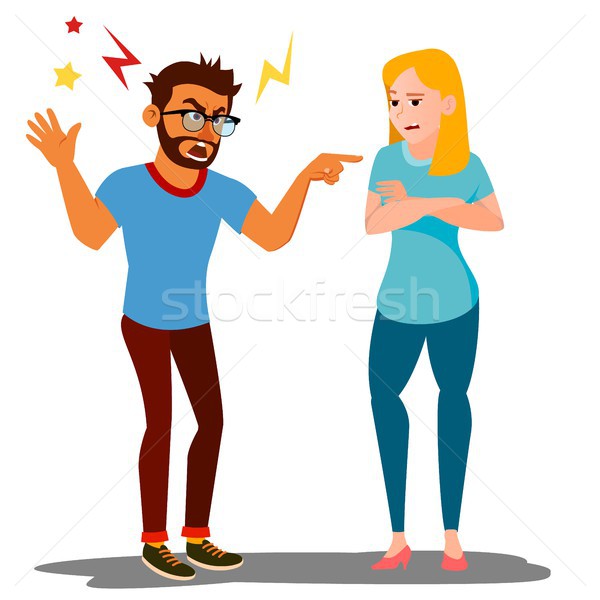 Quarrel Man And Woman Vector. Conflict. Disagreements. Quarreling People concept. Angry People. Shou Stock photo © pikepicture