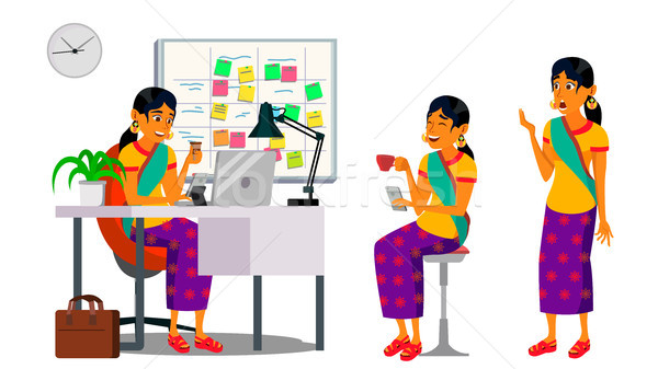 Business Man Character Vector. Working Hindu, Man. Team Room. Brainstorming. Environment Process In  Stock photo © pikepicture