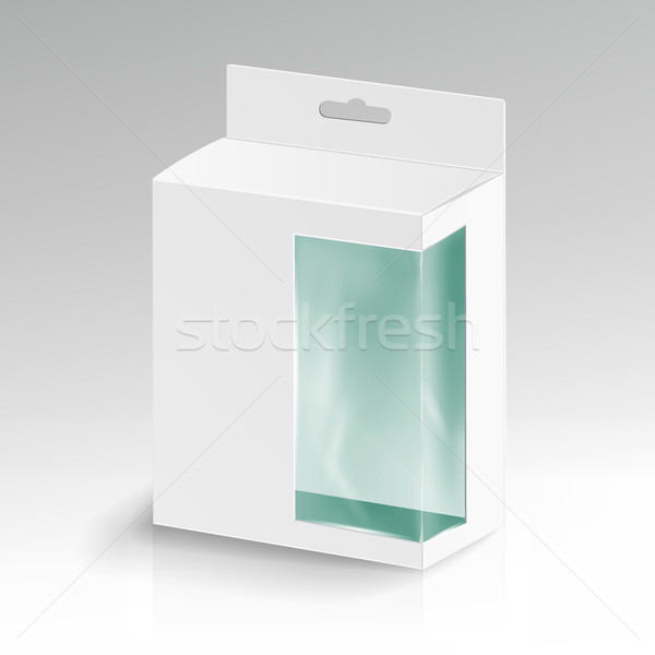 Stock photo: White Blank Cardboard Rectangle Vector. White Package Box With Transparent Plastic Window. Product P