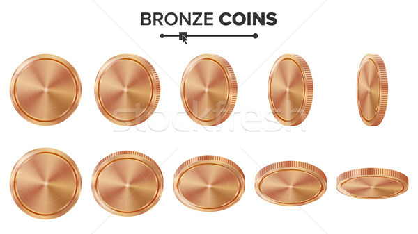 Foto stock: Vazio · 3D · bronze · cobre · moedas · vetor