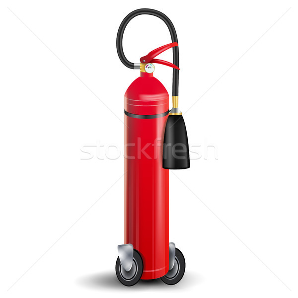 Foto stock: Extintor · de · incendios · vector · signo · 3D · realista · rojo