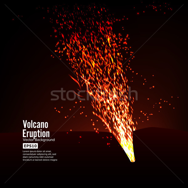 Eruption Volcano Vector. Thunderstorm Sparks. Big And Heavy Explosion From The Mountain. Spewing Glo Stock photo © pikepicture