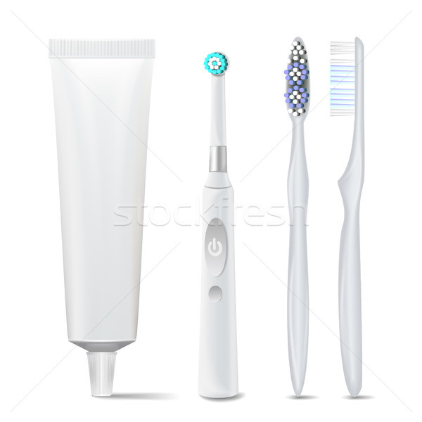 électriques plastique brosse à dents dentifrice tube vecteur [[stock_photo]] © pikepicture