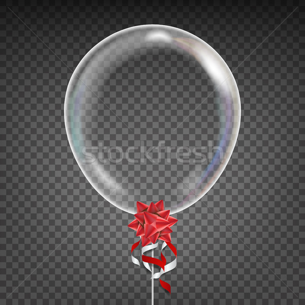 Transparent Balloon Vector. Red Bow. Party Decoration Element. Isolated Illustration Stock photo © pikepicture