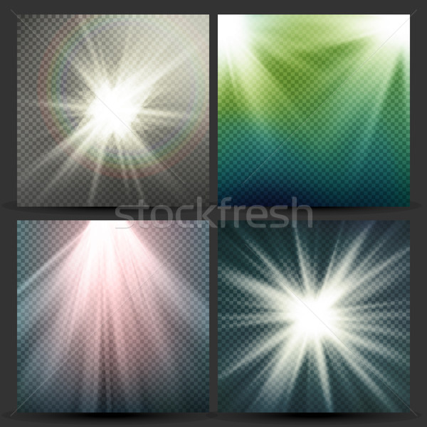 Light Beam Rays Vector Set. Sun Flash With Rays. Glow Light Effect. Vector Illustration Stock photo © pikepicture