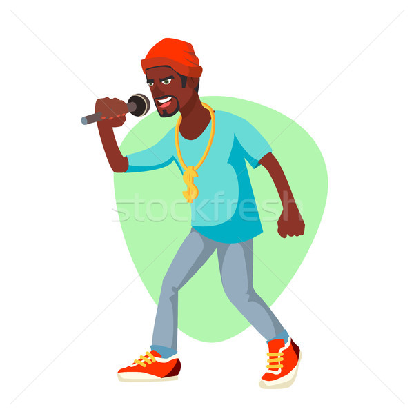 Rapper Man Vector. Rappers Style Clothing. Isolated Flat Cartoon Character Illustration Stock photo © pikepicture