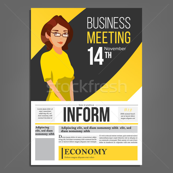 Geschaftstreffen Plakat Vektor Business Woman Layout Prasentation Vektor Grafiken C Pikepicture Stockfresh