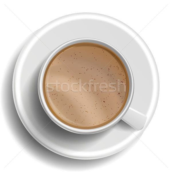 Coffee Cup Vector. Top View. Hot Raf Coffee. Milk, Espresso, Syrup. Fast Food Cup Beverage. White Mu Stock photo © pikepicture