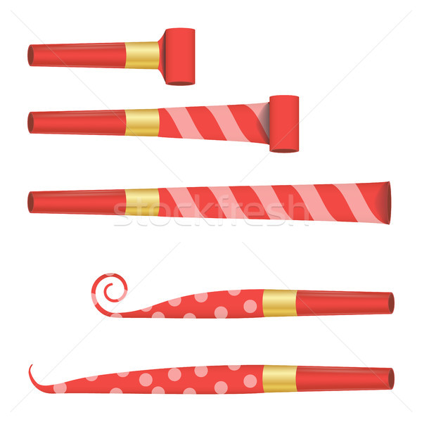 Stock photo: Blower Horn Vector. Red Party Blower Sign. Isolated Illustration