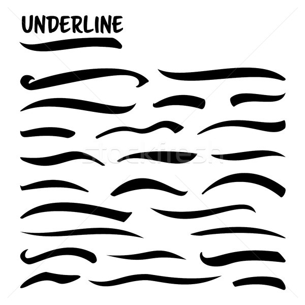 Underline Stroke Set. Handmade Stroke Lines Isolated On White Background. Typography Design. Handmad Stock photo © pikepicture