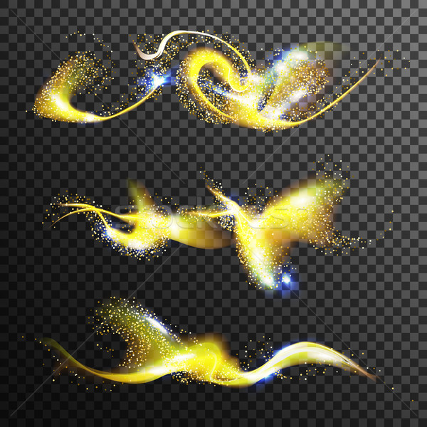 Gold Glittering Stars Dust Vector. Golden Magic Wave. Isolated On Transparent Background Illustratio Stock photo © pikepicture