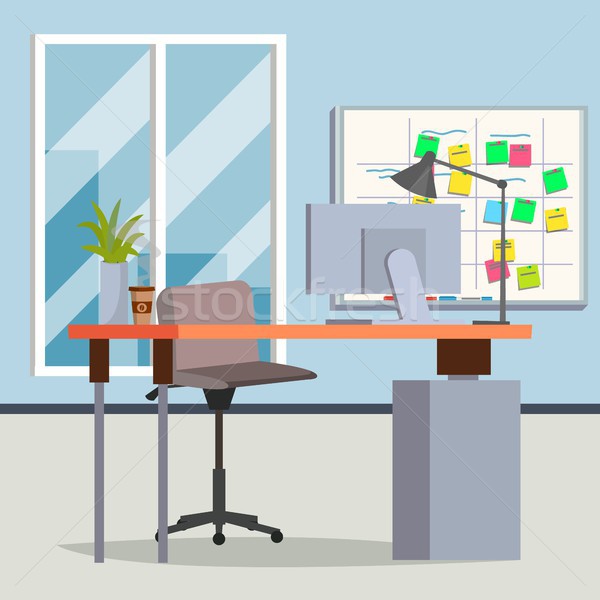 Stock photo: Office Interior Vector. Modern Workplace. Interior Office Room. Flat Illustration