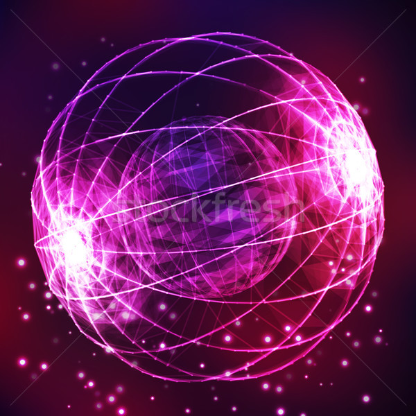 The Sphere Consisting of Triangles and lines. Global Digital Connection. Abstract Globe Grid. Wirefr Stock photo © pikepicture