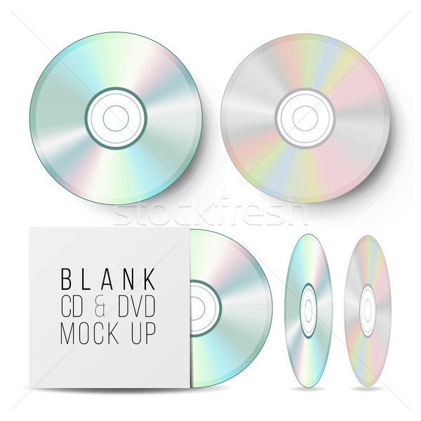 CD Disc Set Vector. Realistic Mock Up With DVD Case. Blank Compact Disc. Music Plastic Sound Data. V Stock photo © pikepicture