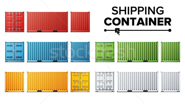 Shipping Cargo Container Set Vector. Freight Shipping Container Concept. Logistics, Transportation.  Stock photo © pikepicture