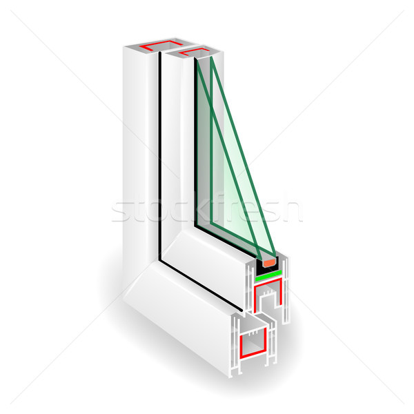 Plastic Window Frame Profile. Two Transparent Glass. Vector Illustration Stock photo © pikepicture