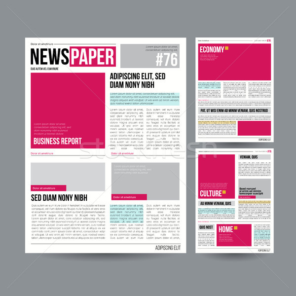 Tabloid Newspaper Design Template Vector. Images, Articles, Business Information. Daily Newspaper Jo Stock photo © pikepicture