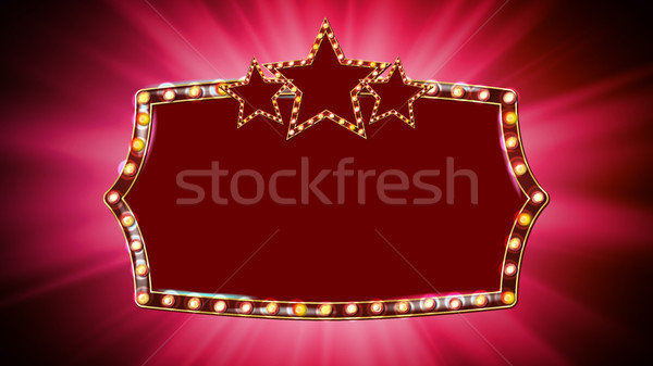 Foto stock: Oro · marco · bombillas · vector · rojo · lámpara