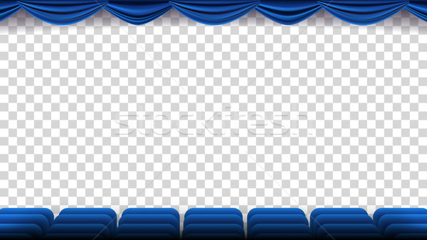 Cinema Chairs Vector. Film, Movie, Theater, Auditorium With Blue Seat, Chairs. Premiere Event Templa Stock photo © pikepicture