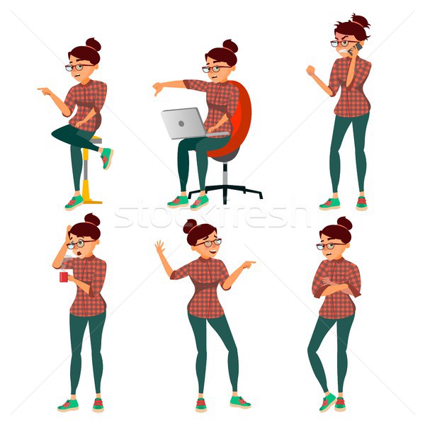 Negativity Expressing Vector. Female Character. Thumbs Down. Choice Concept. Vote Finger. Bad. Skept Stock photo © pikepicture