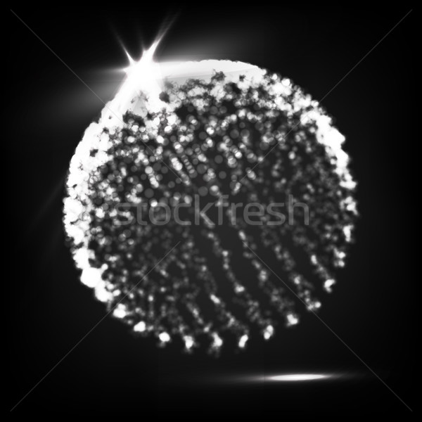 Digital Abstract Background With Glowing Halftone, Flying Debris. 3D Vector Illustration. Global Net Stock photo © pikepicture