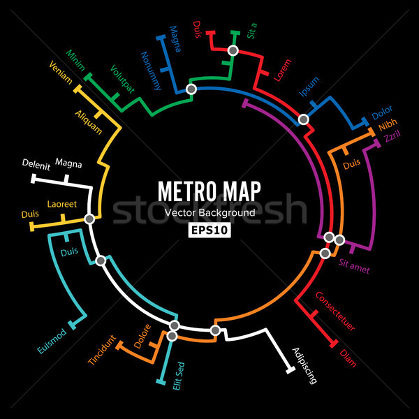 Metro Map Vector. Imaginary Underground Map. Colorful Background With Stations Stock photo © pikepicture